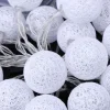 2m 10lu Işıklı Beyaz Top Dekoratif Süs Pilli