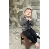 Luz&Pos 3-4-5 Yaş Kravatlı Keten Gömlek Gabardin Pantolon Uzun Kollu 3lü Erkek Çocuk Takımı Lacivert