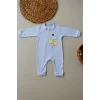 Luz&Pos 3-6 18-24 24-36 Ay Uçan Balonlar Nakışlı Ef Boy Fermuarlı Erkek Bebek Tulumu Mavi