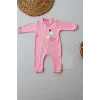 Luz&Pos 3-6 18-24 24-36 Ay Uçan Balonlar Nakışlı Ef Boy Fermuarlı Kız Bebek Tulumu Pembe