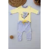 Luz&Pos 3-6 6-9 9-12 12-18 Ay Yavru Koala Nakışlı Uzun Kollu Sweat 2li Kız Erkek Bebek Takımı Sarı