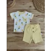 Luz&Pos 3-6 6-9 9-12 Ay Ananas Baskılı Şort Tişört 2 Li Kız Erkek Bebek Takımı Sarı