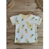 Luz&Pos 3-6 6-9 9-12 Ay Ananas Baskılı Şort Tişört 2 Li Kız Erkek Bebek Takımı Sarı