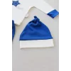 Luz&Pos 3-6 6-9 9-12 Ay Full Star Nakışlı Şapkalı Uzun Kollu Sweat 3lü Erkek Bebek Takımı İndigo