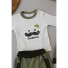 Luz&Pos 3-6 6-9 9-12 Ay Gentleman Erkek Nakışlı Şapkalı Uzun Kollu Sweat 3lü Erkek Bebek Takımı Yeşil