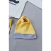 Luz&Pos 3-6 6-9 9-12 Ay Gentleman Erkek Nakışlı Şapkalı Uzun Kollu Sweat 3lü Erkek Bebek Takımı Sarı