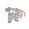 Luz&Pos 3-6 6-9 9-12 Ay Kraliçe Kuğu Nakışlı Bandajlı Uzun Kollu Sweatli 3lü Kız Bebek Takımı Ekru