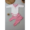 Luz&Pos 3-6 6-9 9-12 Ay Melanjlı Uzun Kollu Zıbınlı 2li Kız Bebek Takımı Pembe
