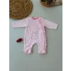 Luz&Pos 3-6 6-9 9-12 Ay Romantik Fil Nakışlı Pembe Süslü Kız Bebek Tulumu Pembe