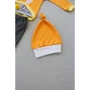 Luz&Pos 3-6 6-9 9-12 Ay Şımarık Tavşan Nakışlı Şapkalı Uzun Kollu Sweat 3lü Kız-erkek Bebek Takımı Turuncu