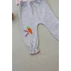 Luz&Pos 3-6 9-12 12-18 Ay Havuç Tavşan Nakışlı Bandanalı Cepli Uzun Kollu Sweatli 3lü Kız Bebek Tak Pembe