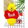 Luz&Pos 3-6-9-12 Ay Kapşonlu Pooh Desenli Uzun Kollu Kız Erkek Bebek Bady &zıbın Kırmızı