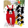 Luz&Pos 3-6-9-12 Ay Mickey Figürlü Uzun Kollu Baskılı Sweatli 2li Kız Erkek Bebek Salopet Takımı Kırmızı