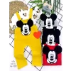 Luz&Pos 3-6-9-12 Ay Mickey Figürlü Uzun Kollu Baskılı Sweatli 2li Kız Erkek Bebek Salopet Takımı Siyah