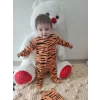 Luz&Pos 3-6-9-12 Ay Pooh Desenli Zebra Çizgili Şapkalı Sweatli 3lü Kız Erkek Bebek Tulumu(sarı) Sarı
