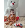 Luz&Pos 3-6-9-12 Ay Pooh Desenli Zebra Çizgili Şapkalı Sweatli 3lü Kız Erkek Bebek Tulumu(sarı) Sarı