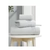 3 lü Banyo Havlusu Seti Pamuklu Ritim Açık Gri