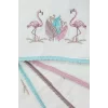 3 Lü Renkli Kuğu Nakışlı Su Taşı Kenar İşlemeli Havlu Seti 50X90 Cm