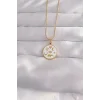 316L Çelik Gold Renk Beyaz Mineli Karışık Figürlü Tarot Kolye