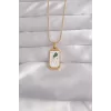 316L Çelik Gold Renk Beyaz Mineli Tarot Kolye