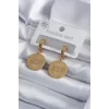 316L Çelik Gold Renk İşleme Detay Kadın Küpe