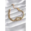 316L Çelik Gold Renk İtalyan Zincir Düğüm Model Kadın Bileklik
