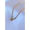 316L Çelik Gold Renk Lotus Model Zirkon Taşlı Burgu Zincir Kadın Kolye