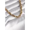 316L Çelik Gold Renk Örme Burgu Zincir Model Kadın Kolye