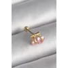 316L Çelik Gold Renk Pembe Zirkon Taşlı Kalp Tragus Piercing