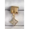 316L Çelik Gold Renk Sallantı Zirkon Taşlı Çiçek İşlemeli Nomination Charm