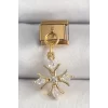 316L Çelik Gold Renk Sallantı Zirkon Taşlı Kar Tanesi Model Nomination Charm