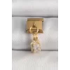 316L Çelik Gold Renk Sallantı Zirkon Taşlı Kare Model Nomination Charm