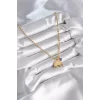 316L Çelik Gold Renk Top Zincir Model Fil Figür Nazar Boncuk Detay Kadın Kolye
