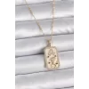 316L Çelik Gold Renk Zincir Aslan Burcu Zirkon Taşlı Kadın Kolye