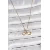 316L Çelik Gold Renk Zincir Zirkon Taşlı Sonsuzluk Model Kadın Kolye