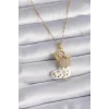 316L Çelik Gold Renk Zincir Zirkon Taşlı Yılbaşı Temalı Noel Çorabı Figür Kadın Kolye