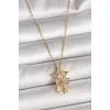 316L Çelik Gold Renk Zincir Zirkon Taşlı Yıldız Model Sallanı Ay Yıldız Detay Kadın Kolye