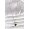 316L Çelik Gold Renk Zincir Zirkon Taşlı Yonca Model Kadın Kolye