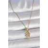 316L Çelik Gold Renk Zincir Zirkon Taşlı Yusufçuk Model Kadın Kolye