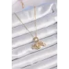 316L Çelik Gold Renk Zirkon Taş Detay Çocuk Figür Charm Model Kadın Kolye