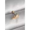 316L Çelik Gold Renk Zirkon Taş Detay Pembe Kalp İşleme Tragus Piercing