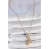 316L Çelik Gold Renk Zirkon Taşlı Sallantı Melek Figür Charm Kadın Kolye