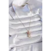 316L Çelik Gold Renk Zirkon Taşlı Yılbaşı Temalı Ren Geyiği Figür Kadın Kolye
