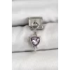 316L Çelik Gümüş Renk Mor Kalp Model Nomination Charm