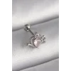 316L Çelik Gümüş Renk Pembe Mineli Kalp Zirkon Taş Detay Tragus Piercing