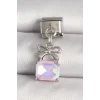 316L Çelik Gümüş Renk Pembe Zirkon Taşlı Çanta Model Nomination Charm