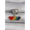 316L Çelik Gümüş Renk Renkli Sallantı Kalp Model Nomination Charm