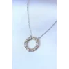 316L Çelik Gümüş Renk Zirkon Taşlı Gold Detay Xoxo Kadın Kolye