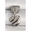 316L Çelik Gümüş Renk Zirkon Taşlı Kalp Model Nomination Charm