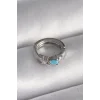 316L Çelik Gümüş Renk Zirkon Taşlı Mavi Boncuk Detay Tragus Piercing